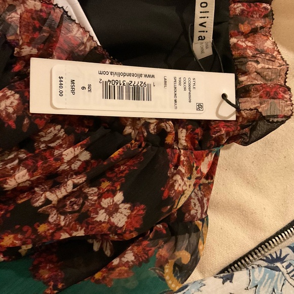 ALICE  +OLIVIA dress NWT sz 6 paisley print with long sleeves and bottom ruffle - Picture 5 of 5